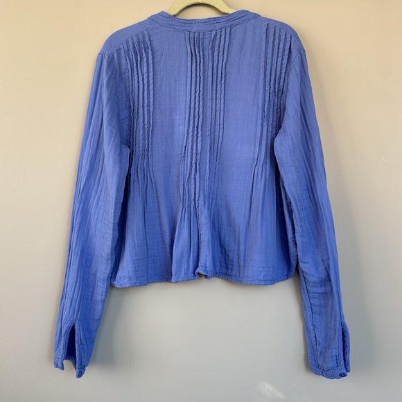 Free People x CP Shades Yoko Cropped Top Blue Fizz Medium 100% Cotton USA Made - Picture 3 of 9